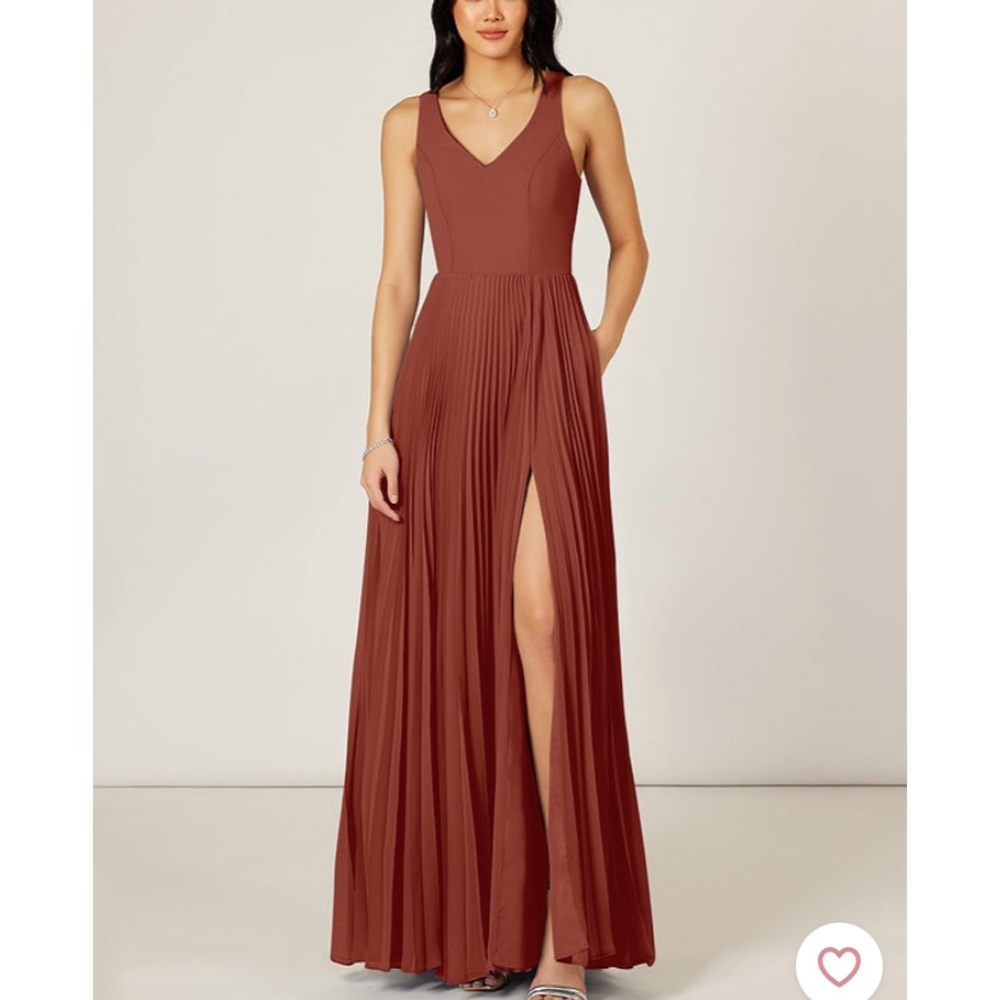 Azazie Lindsey dress in terracotta